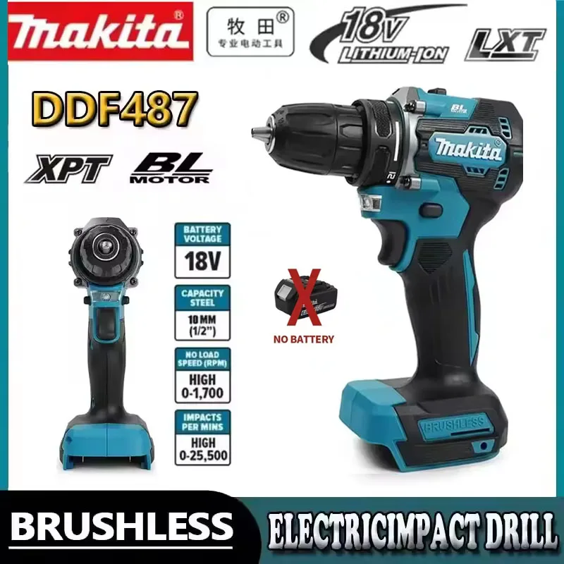 🔥Fast delivery Makita Original DDF487 Cordless Driver Drill Brushless Electric Impact Screwdriver Rechargeable Power Tool 18V🔥