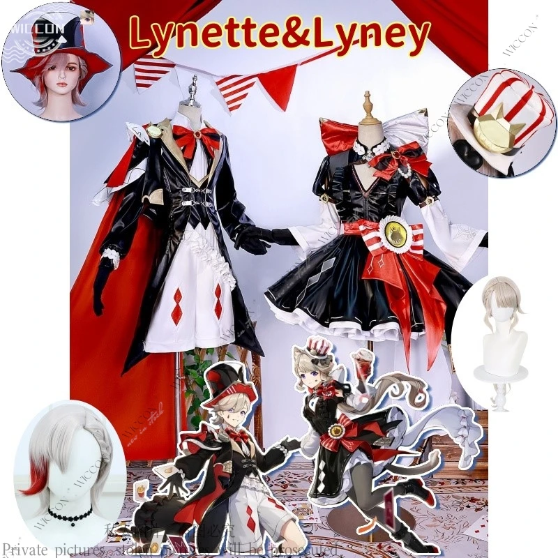 

Новый комплект Genshin Impact Lynette Lyney Co-kFC игровой костюм элегантное платье униформа косплей костюм Хэллоуин вечерние наряд для ролевых игр