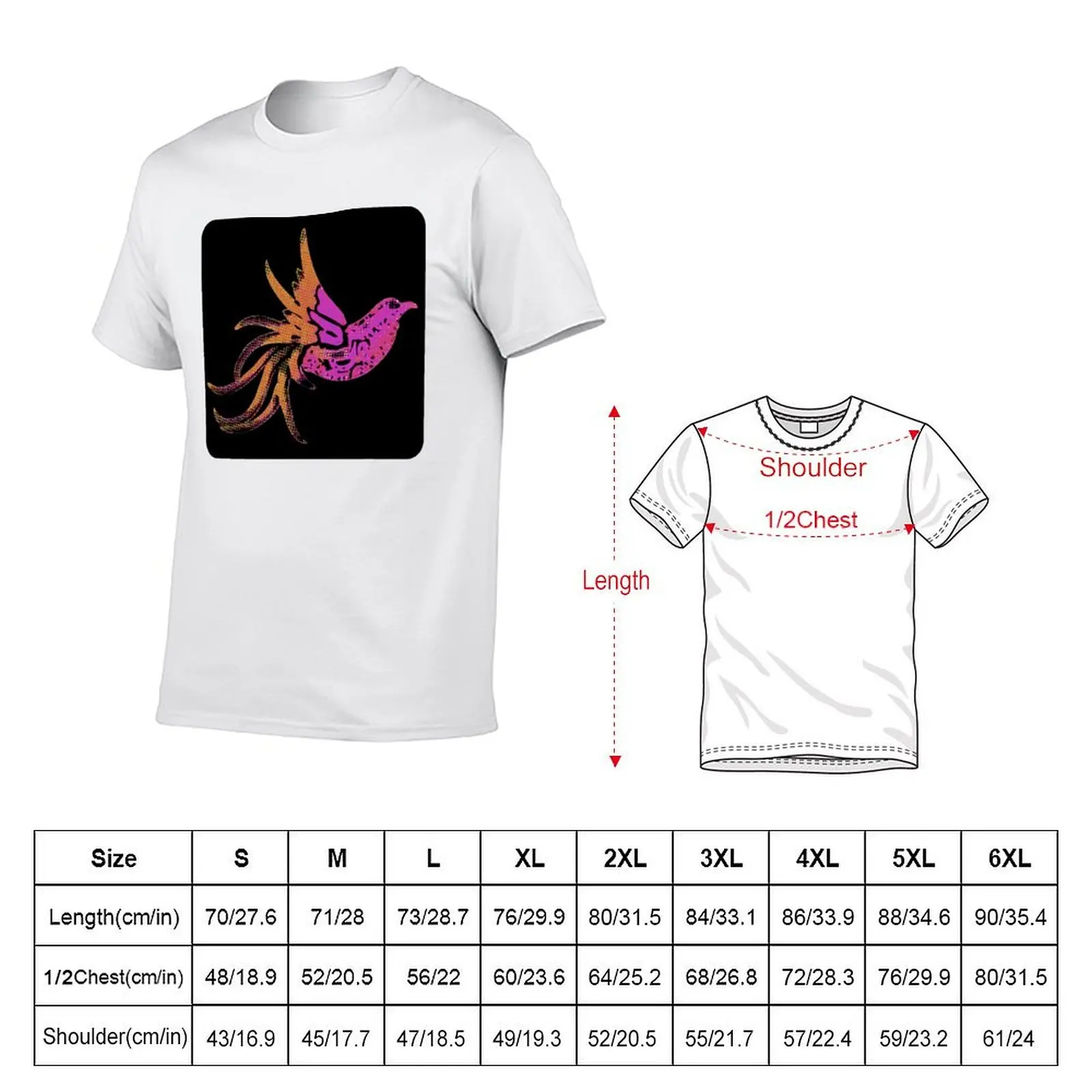 Copy of Pretty Pink Flamboyant Bird In Flight T-Shirt Plus Size Loose Short Sleeve Top