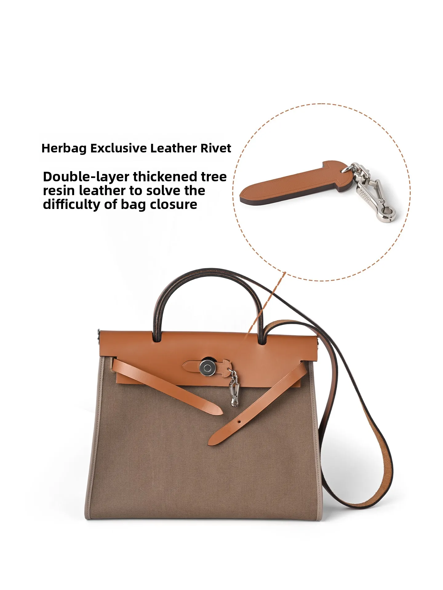 

Handmade Herbag31 Leather Insert Slab Anti-wear Cowhide Bag Cover Lock Buckle Herbag Accessories Durable Fashionable