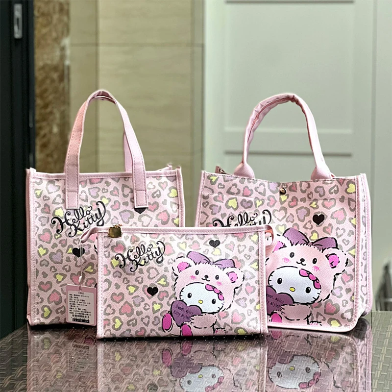 

Cute Hello Kitty Makeup Bag Sanrio Anime New Lunch Box Bag Female Girl Heart Cartoon Cute Shoulder Bag Commuter Bag Gift for Kid