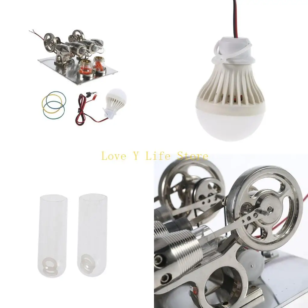 

L74C Double Cylinder Engine Model Hot Generator Science Lab Teaching Tool Steam Heat Education Model Toy