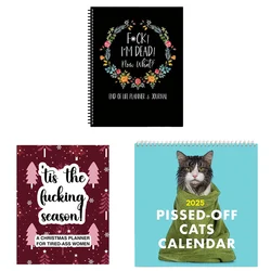 Pissed-Off Cats Calendar 2025 Wall Calendar End Of Life Christmas To Do List Book Planner Annual Yearly Planner Gifts for Friend