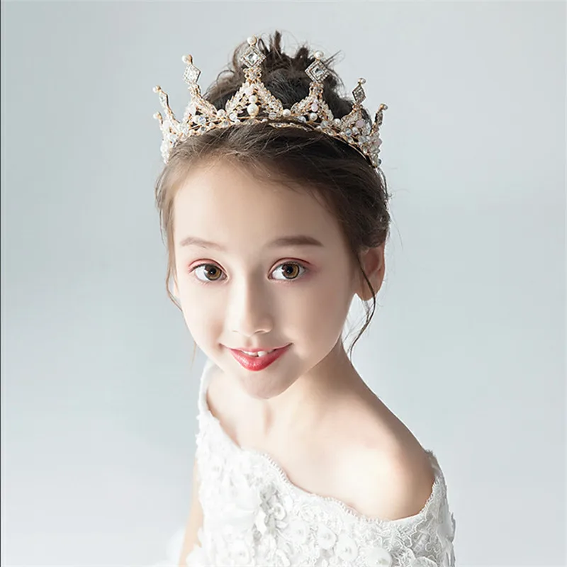 Crianças strass tiara princesa bandana para meninas aniversário acessórios nupcial cristal coroa tiara casamento jóias de cabelo