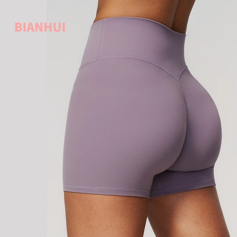 Yoga Shorts With High Waist Double Layer Waistband For Outdoor Running Fitness Butt Lifting Cycling Push Up Workout Gym Shorts