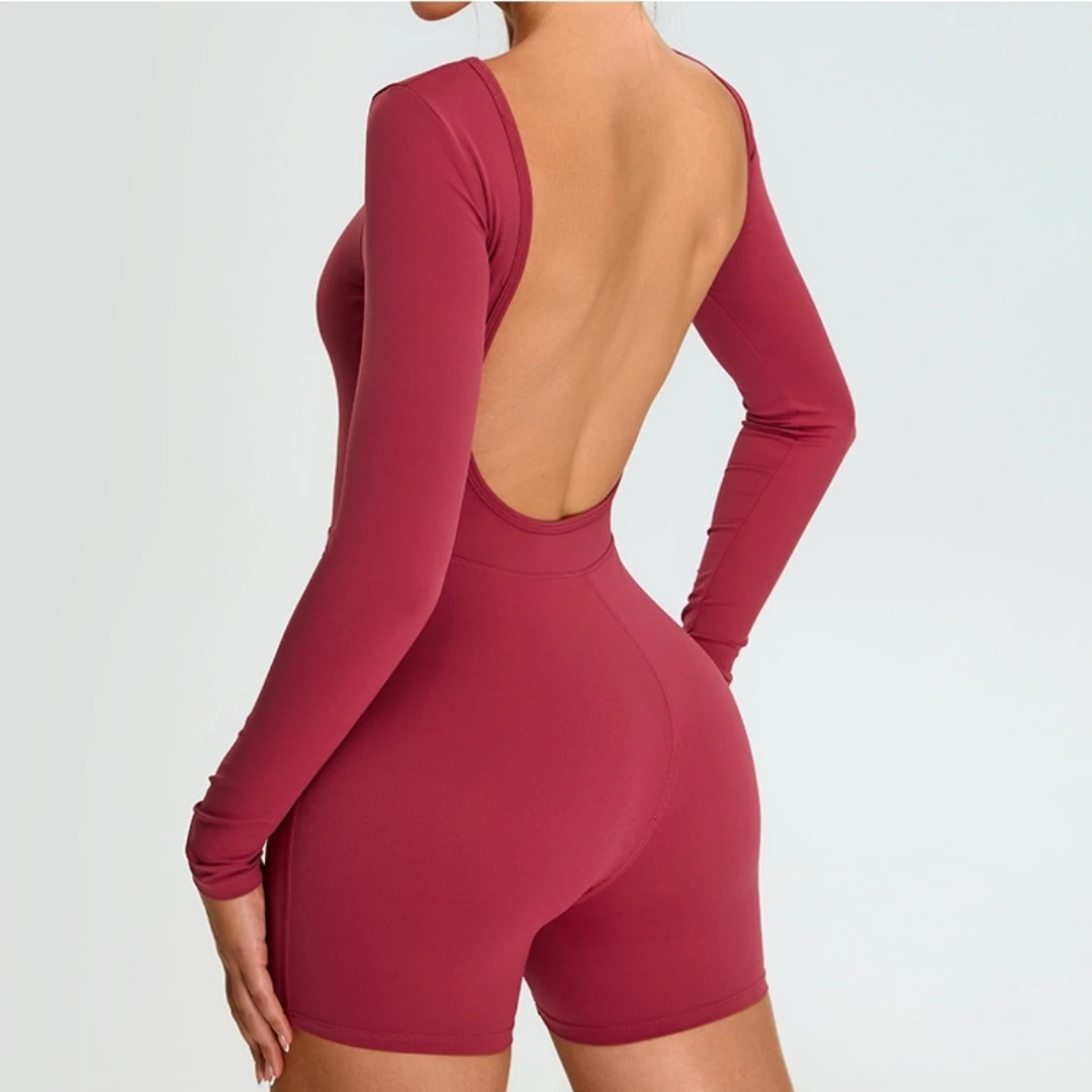

Sexy Backless Jumpsuit Gym Yoga Set Women Long Sleeves Sportswear Women Sport Fitness Rompers Stretch Push Up Workout Bodysuit