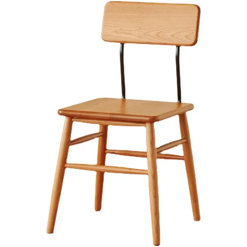 Household solid wood chocolate dining chair, desk stool, Nordic back chair, small apartment dining chair