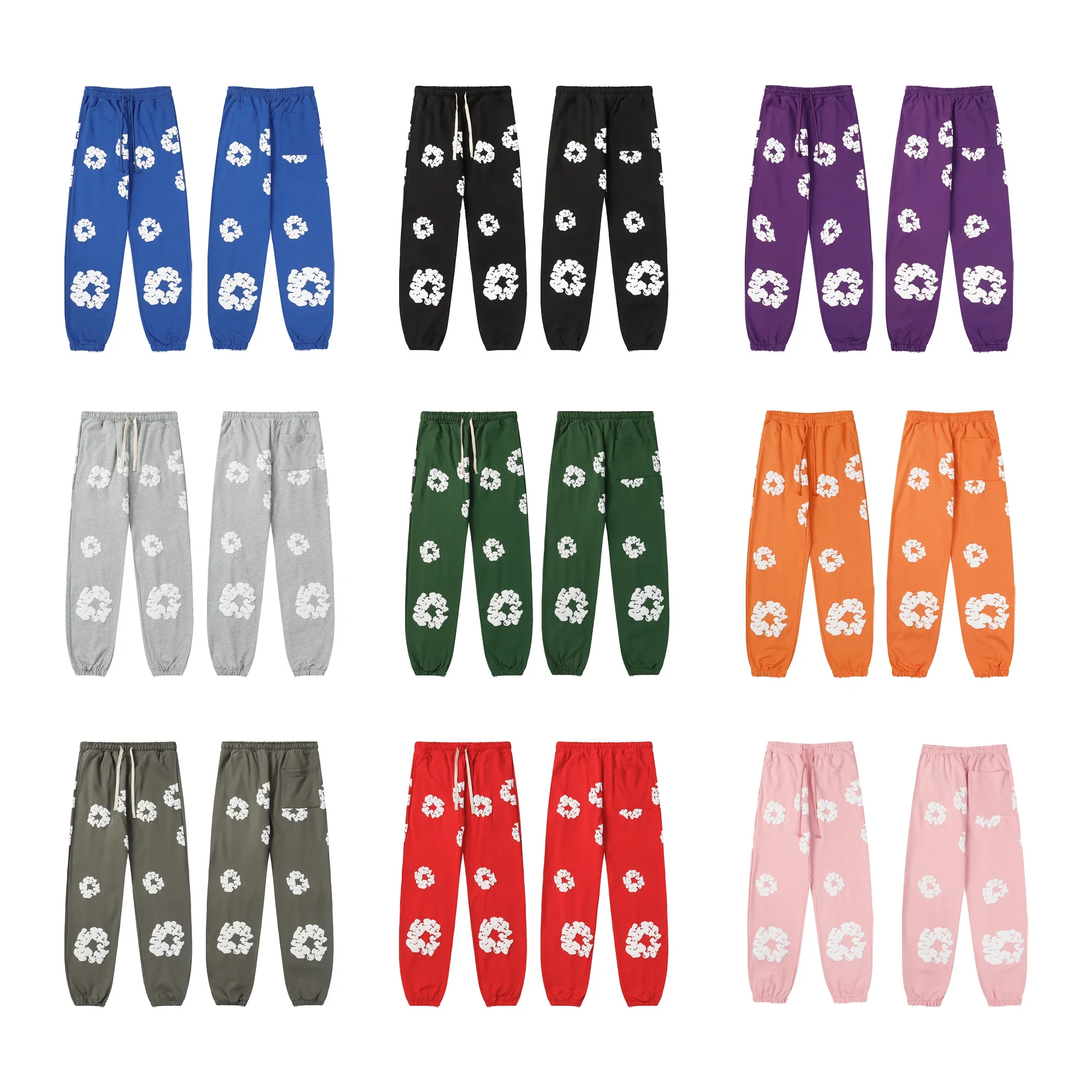 

American Streets Hip Hop Foam Printed Pants Cotton Oversized StreetWear Casual Pants Multi Color Mens Sweatpants Street Trousers