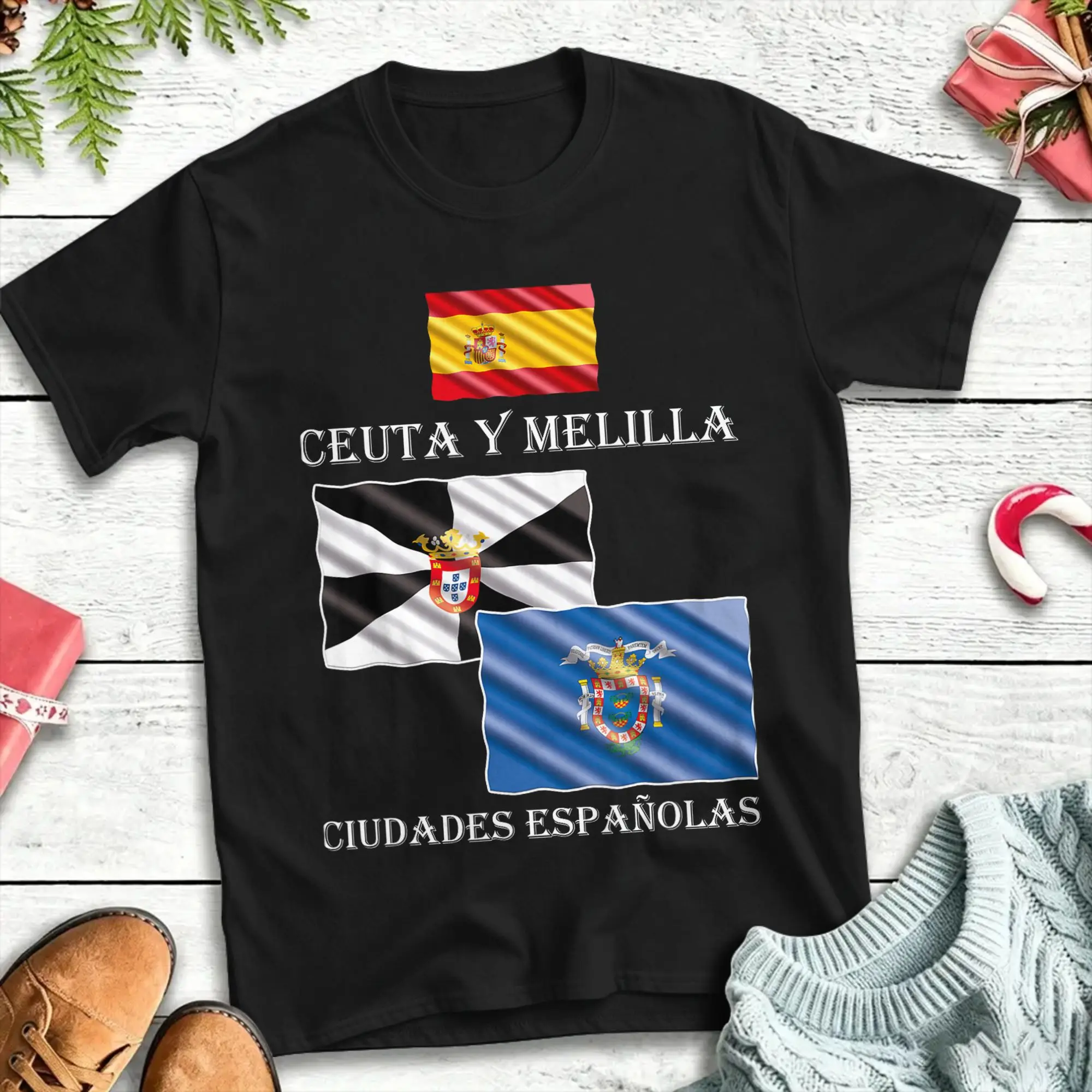 Ceuta and Melilla are two Spanish cities T-Shirts for Men O Neck Pure Cotton T Shirt  Short Sleeve Tee Shirt Plus Size Clothing