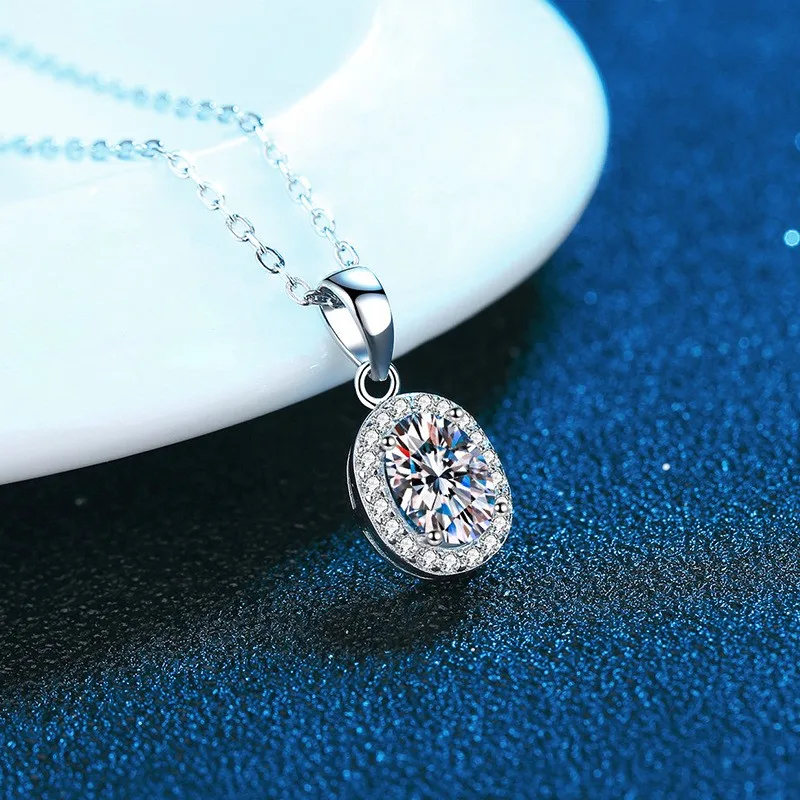 

XL010 Lefei Fashion Diamond-set Luxury Color D Classic Moissanite Oval Necklace For Women 925 Sterling Silver Party Jewelry Gift