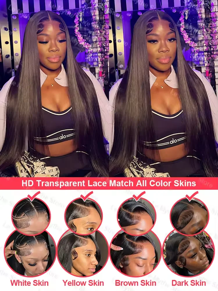 42 بوصة 13x4 الدانتيل الجبهة الباروكات شعر الإنسان قبل قطعها للنساء 200 الكثافة مستقيم الدانتيل الباروكات الأمامية شعر الإنسان مع شعر الطفل #2