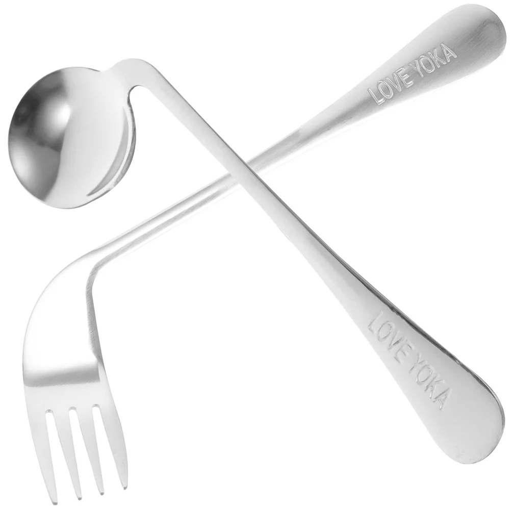 

Angled Fork Spoon Bendable Built Up Utensils Right Handed Grip Easy Offset Spork Self Feeding Training Flatware Hand Tremors