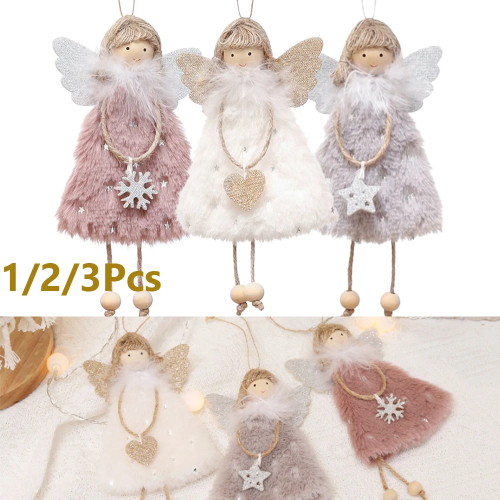 

1/2/3pcs Cute Angel Doll Christmas Tree Pendant Hanging Ornaments Plush Angel Dolls Decoration Xmas Girl Navidad New Year Gifts