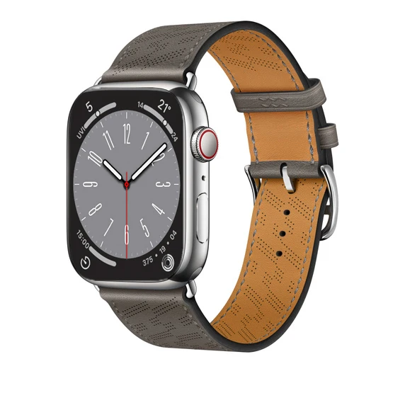 Logo Leather Strap for Apple Watch Series 10 9 8 7 Breathable Band 46mm 44mm 45mm 41mm 40mm 42mm Bracelet for IWatch Ultra2 49mm