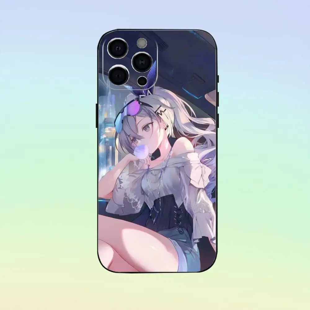 Honkai الفضة لعبة الذئب جراب هاتف سيليكون لينة آيفون 17 16 15 14 13 12 11 أسود لينة غطاء من السيليكون