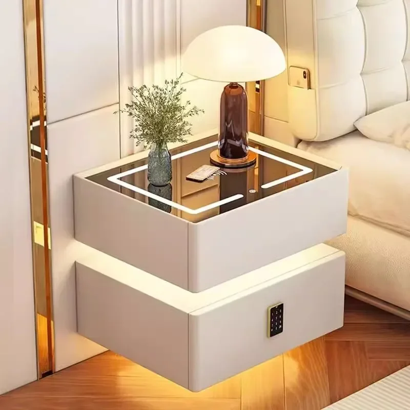 Mesita de Noche Flotante Moderna de Fábrica China 2026, Mesita de Noche LED para Dormitorio, Mesita de Noche Montada en la Pared