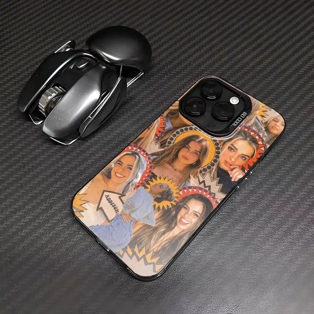 حافظة هاتف A-Addison R-Rae المغني لهاتف iPhone17، 16,15,14,13,12 Pro Max غطاء مقاوم للصدمات من الحلوى السوداء غير اللامعة #4