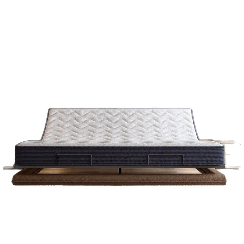 Modern simple electric bed remote control lifting household leather intelligent double soft bag backrest bed