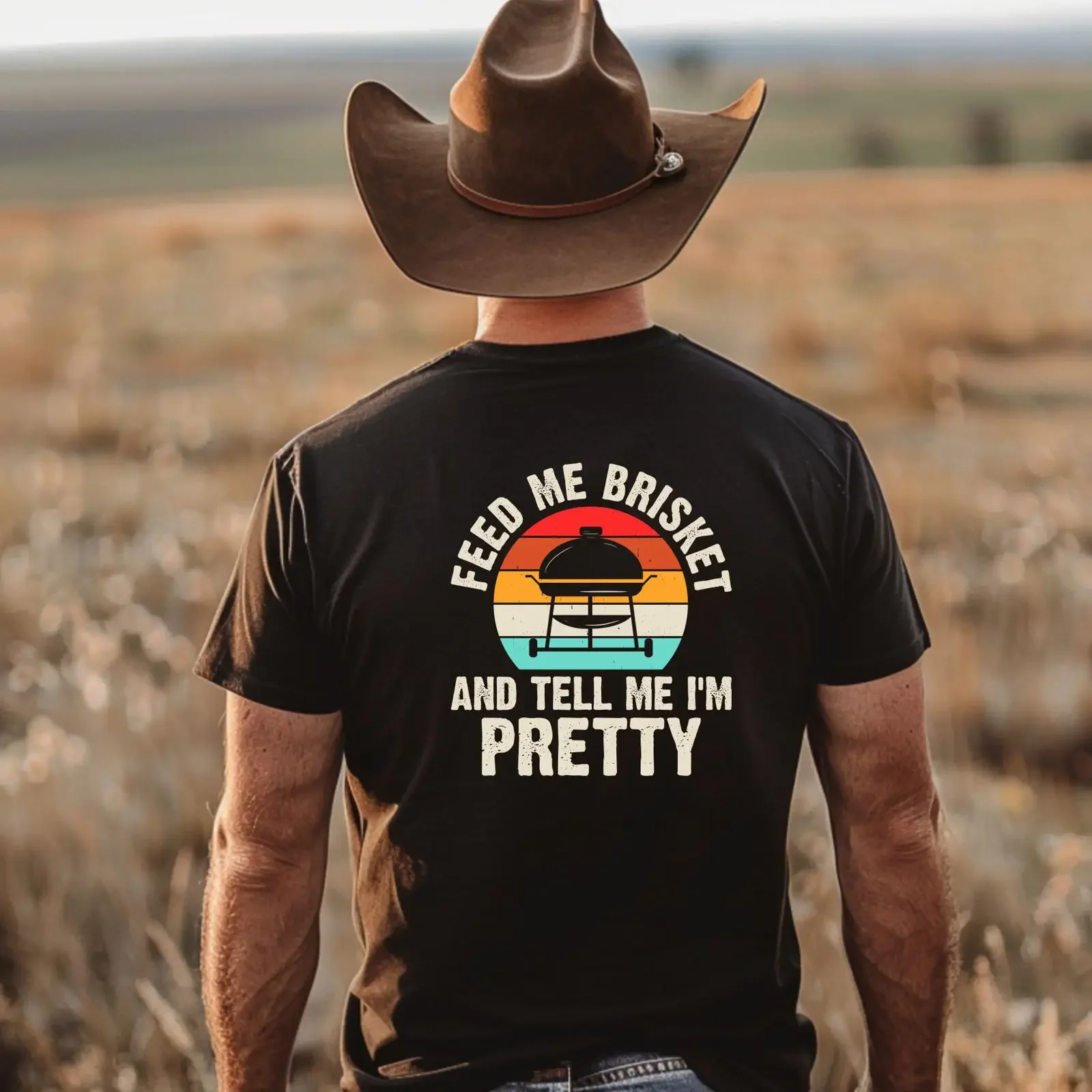 Feed Me Brisket and Tell I'm Pretty T Shirt vintage Washed Comfortable homme fashion Stylish Casual Soft Unisex streetwear