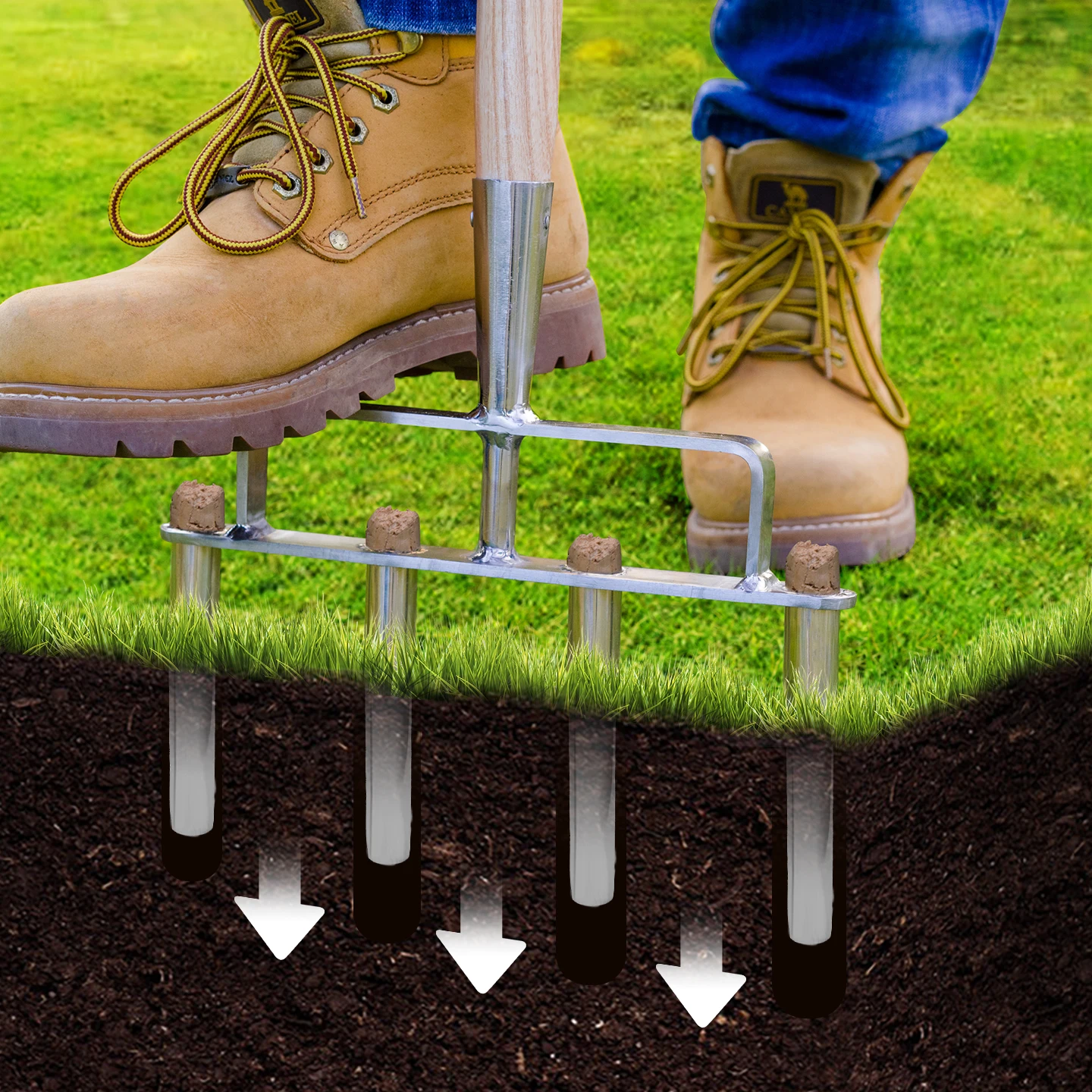 Lawn Aeration Fork Garden Grass Punch Tool Aerating Oxygen Loosening Soil Gardening Hand Tool