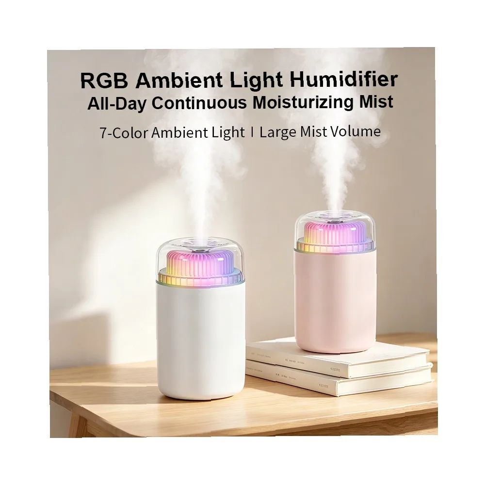 Mini Portable Humidifier 1200mAh USB Rechargeable Aroma Diffuser, 7-Color LED Night Light, Fine Mist Cool Mist for Car