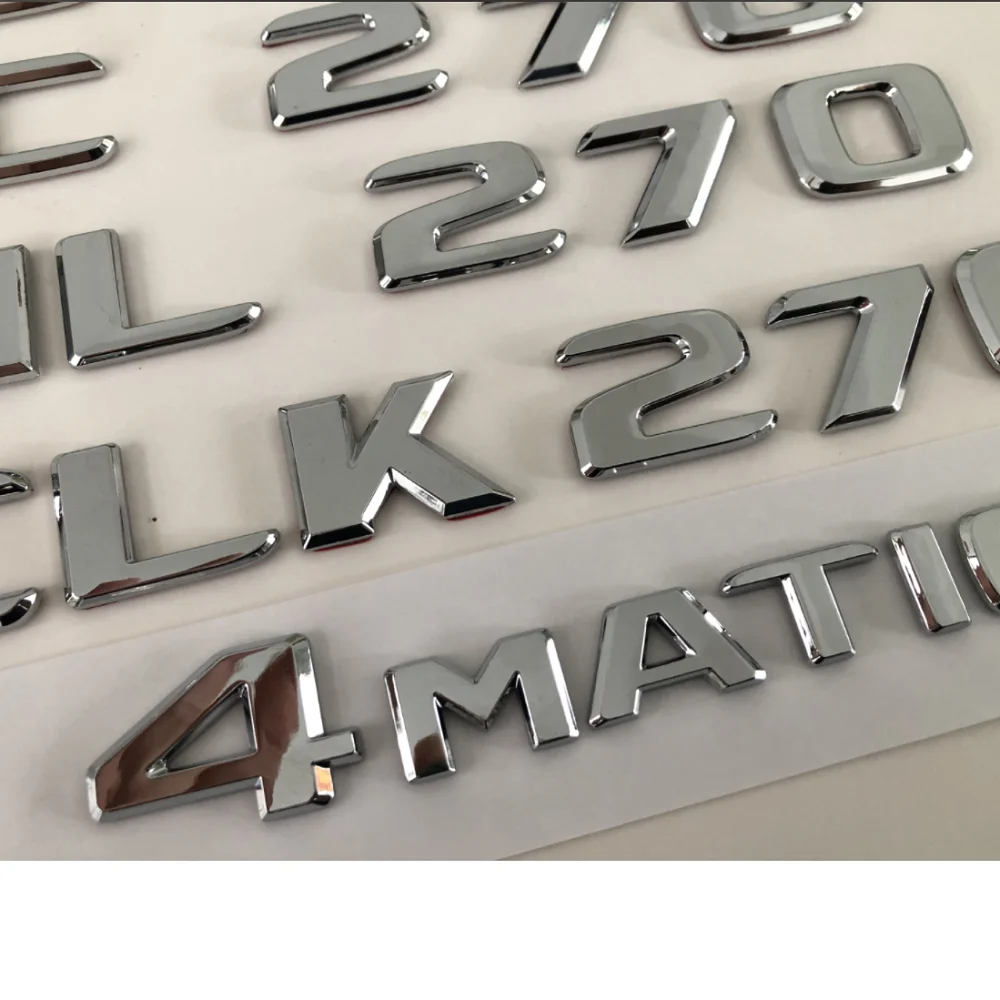 Chrome Silver Trunk Letters for Mercedes Benz C55 E55 S55 G55 CLS55 CLK55 SLK55 GLK55 ML55 CL55 SL55 GL55 V8 KOMPRESSOR Emblems