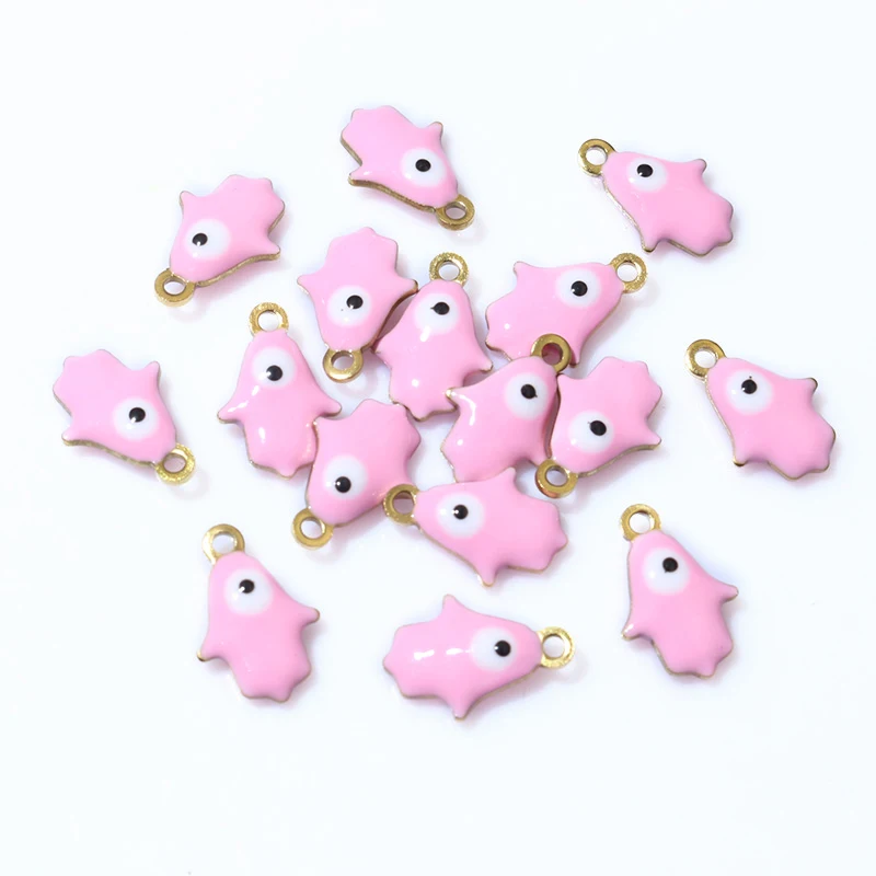 20pcs 13x9mm Enamel Evil Eyes Hand Charms Pendant Small DIY Jewelry Making Accessories Findings for Necklace Bracelet Earrings