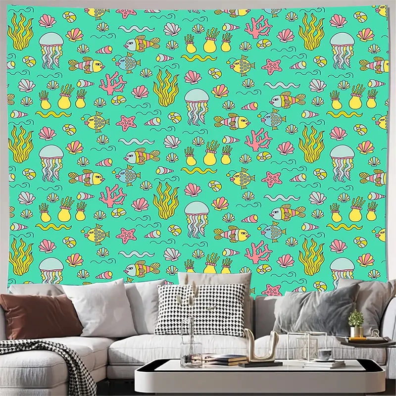 

Гобелен с океанской волной, морская черепаха, настенный пляжный декор, прибрежные вибрации, природа, эстетическая сцена океана, художественный домашний декор