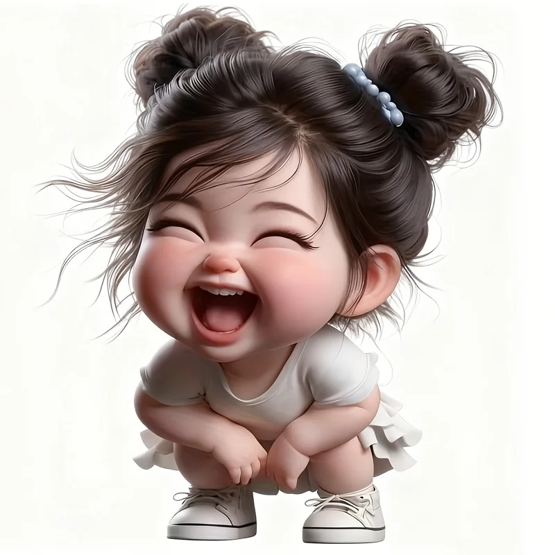 

Laughing Girl Vinyl Sticker, Bright Cartoon Style Self-adhesive Decal for Glass, Metal and Ceramic Surfaces Decor