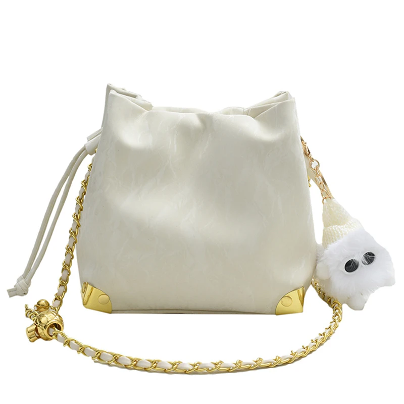 Retro Chic Chain Single Shoulder Crossbody Bag For Women Simple Leisure Versatile Work Bucket Bag Fashion Shopping Travel Pack