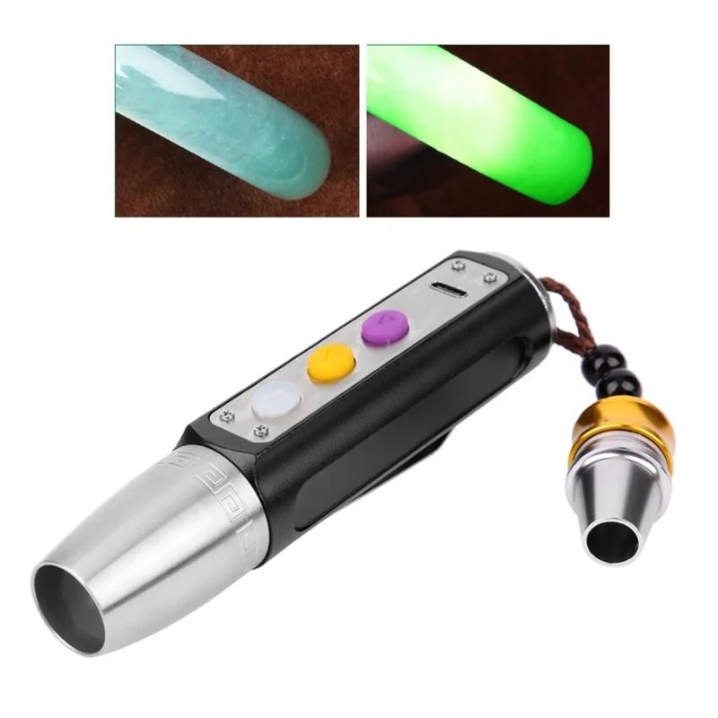 Portable 3 LEDs Expert Jades Flashlight Torch USB Rechargeable Jewelry Gems Identification Lights