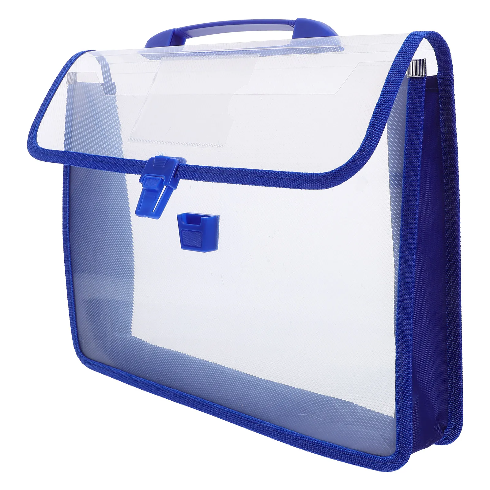 

1 Set Waterproof Document Bag Transparent Expandable File Folder Snap Closure Label Pocket Top-Handle File Tote Organizer Office