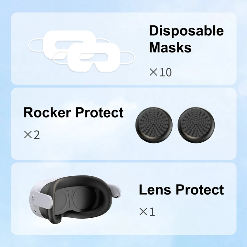 RISE-Silicone Cover Set For Meta Quest 3S Accessories,VR Silicone Face Cover,Touch Controller Grip Case,Camera Lens Protector