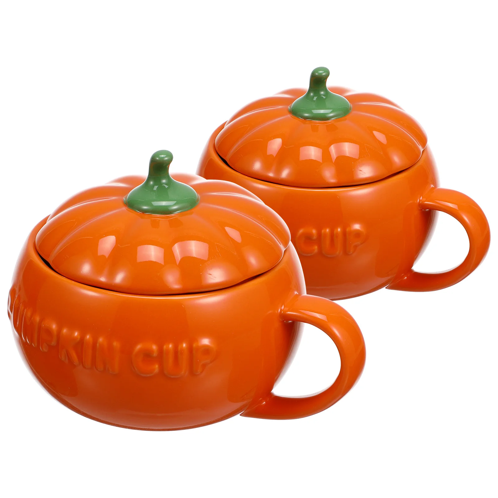 

2Pcs Halloween Pumpkin Cup Ceramic Design for Water Coffee Milk Gift Pumpkin Shape Cup Ceramic Breakfast Holder