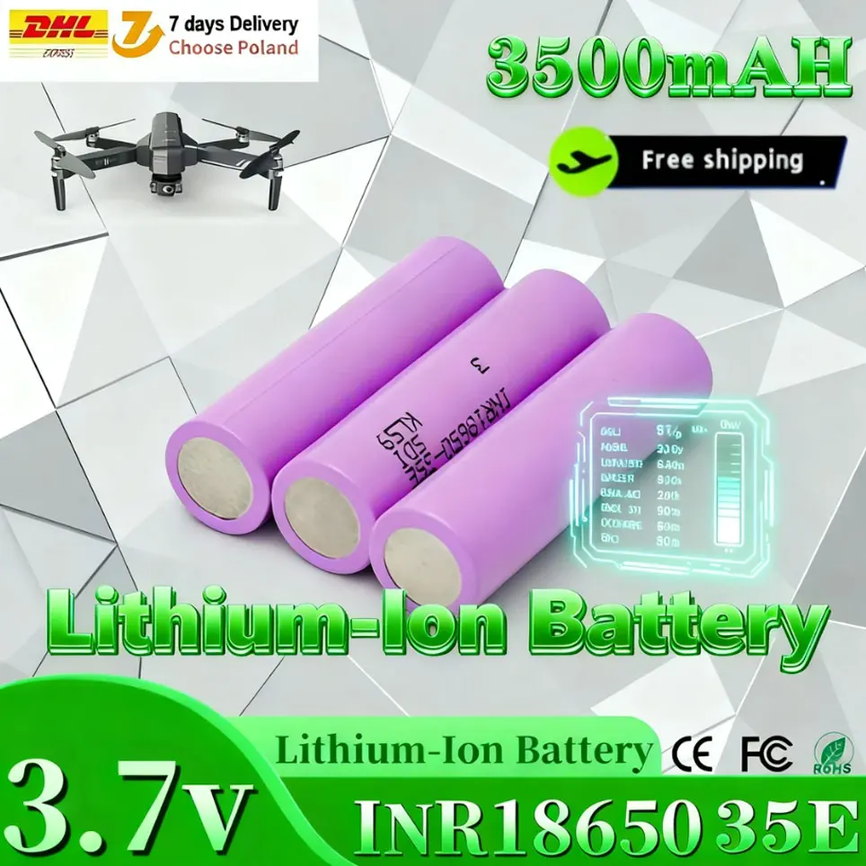 Image of Die neue 3,7-V-Batterie, 3500 mAh, 18650, 35E INR 18650, 20 A, Lithium-Batterie, externe Ersatzbatterie