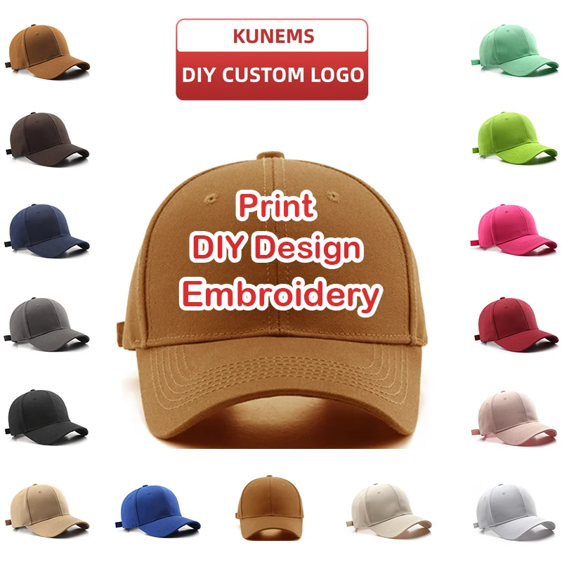 KUNEMS Custom Baseball Cap for Men and Women Fashion DIY Cotton Solid Color Print Letter Embroidery Thick Hat Wholesale Unisex