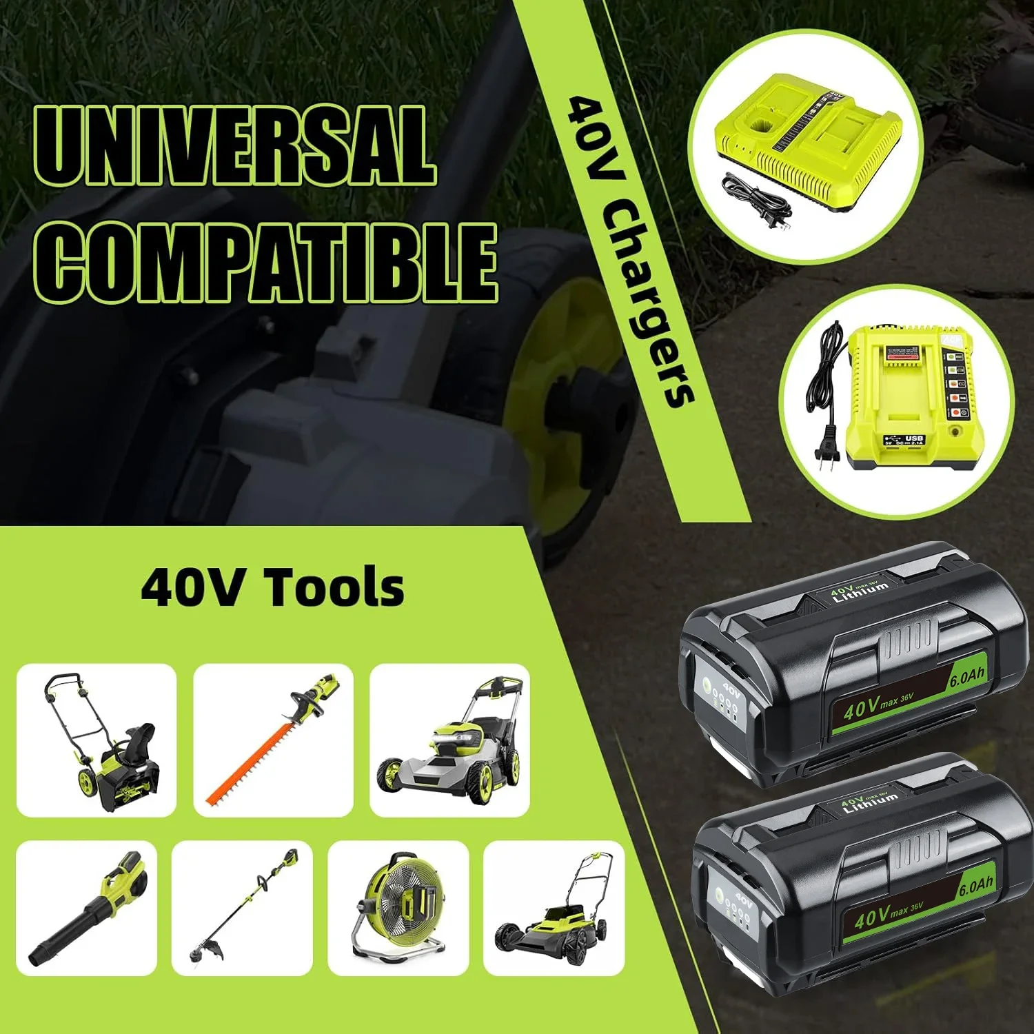 1/2/4 Uds 40V 6.0Ah OP4040 reemplazar para Ryobi 40V Li-on batería Pin Compatible con Ryobi 40 voltios OP40301 OP4050A OP40501 OP40601