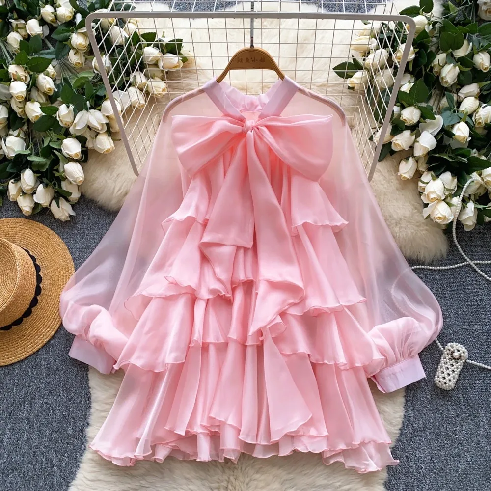 

Шикарная повседневная блузка с рюшами и рукавами-фонариками и длинными рукавами, тонкая сексуальная рубашка, женская мода Y2k