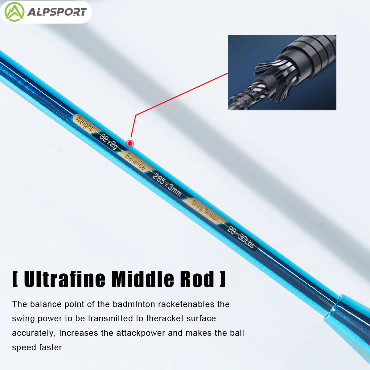 ALP DU 4U 82g Ракетка для бадминтона Максимальный вес 32 фунта Ракетка из 100% углеродного волокна Антипылевое покрытие Reket Профессиональный