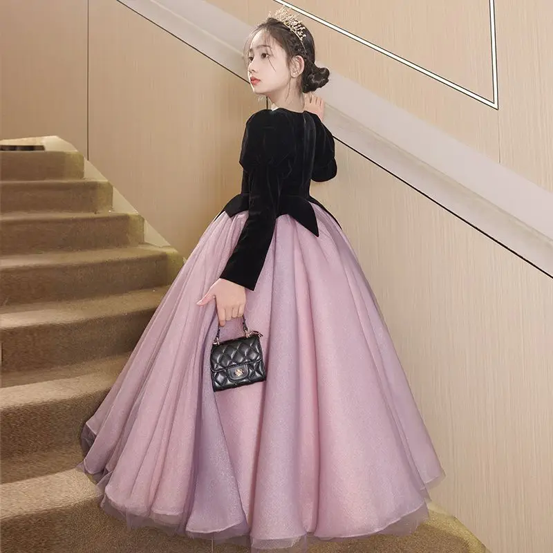 

2025 New Creative Spring and Autumn Children's Wedding Dress Kids' Light Luxury Evening Dress Girls' Performance Dress LI244