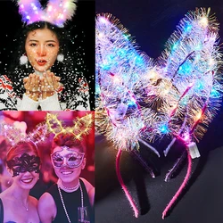 10PCS Bunny Ear Headbands Set LED Cute Bunny Light Up Party Accessories Glowing Girls Headdress Supplies Christmas Birthday Gift
