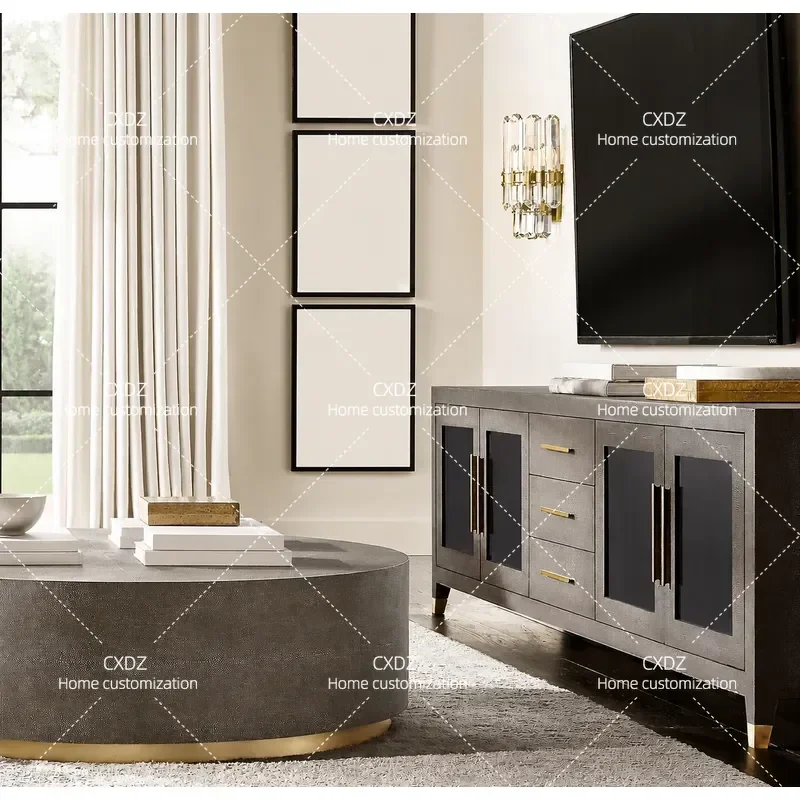 American Country Retro Solid Wood TV Cabinet Simple Modern Light Luxury Living Room Storage Console Table Wabi Sabi Style
