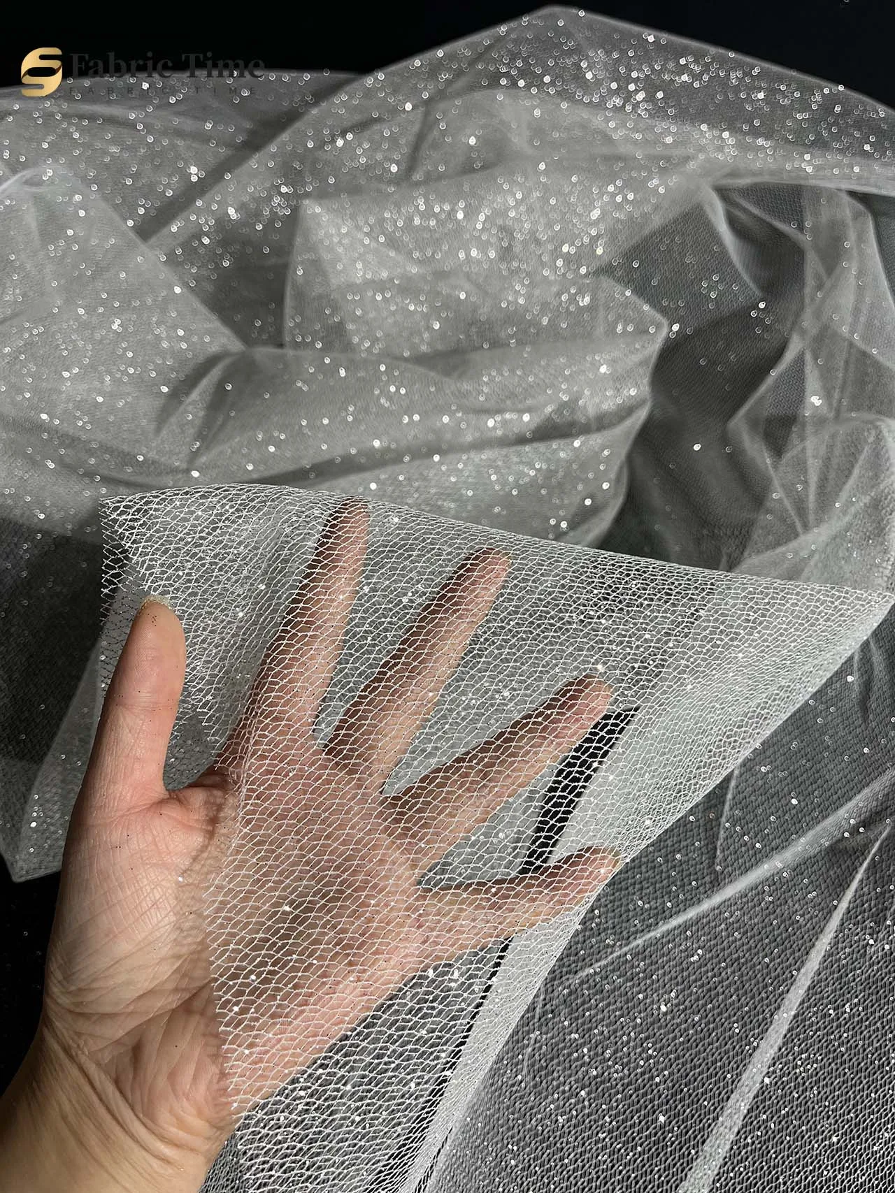 

white shining honeycomb hard tulle Wedding dress Evening dress Performance costumes Designer fabric glittering tulle