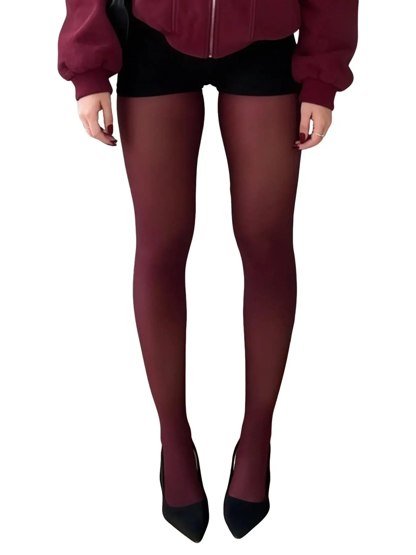 Women's Wine Ultra-Thin Body Stocking, Sexy Silk Socks, Comfortable Wear, Suitable for Various, All Seasons, Women Pantyhose, Tights view 5