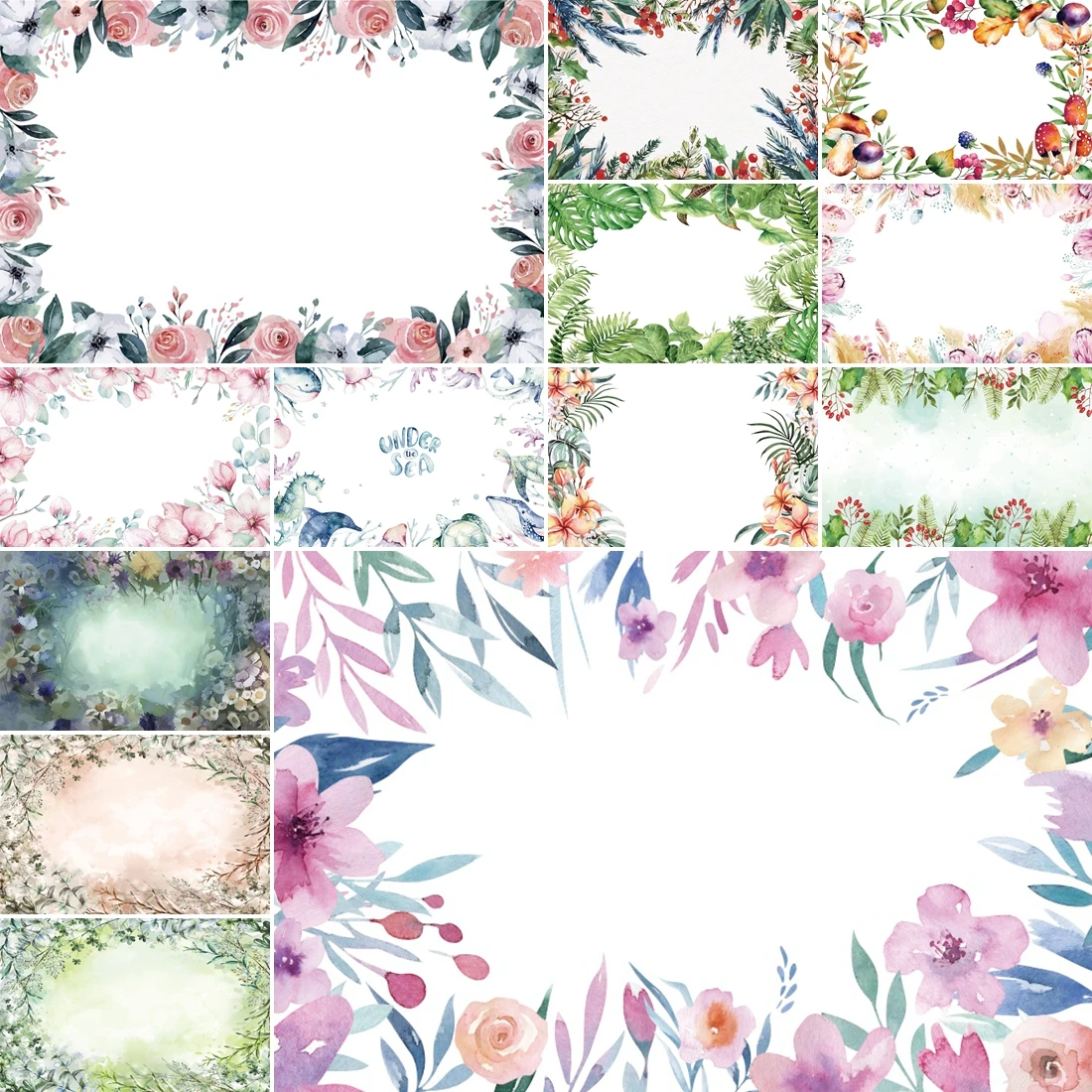 

MOON.QG Custom Name Floral Grass Wedding Party Decoration Banner Newborn Birthday Photography Backdrop Background Bridal Shower