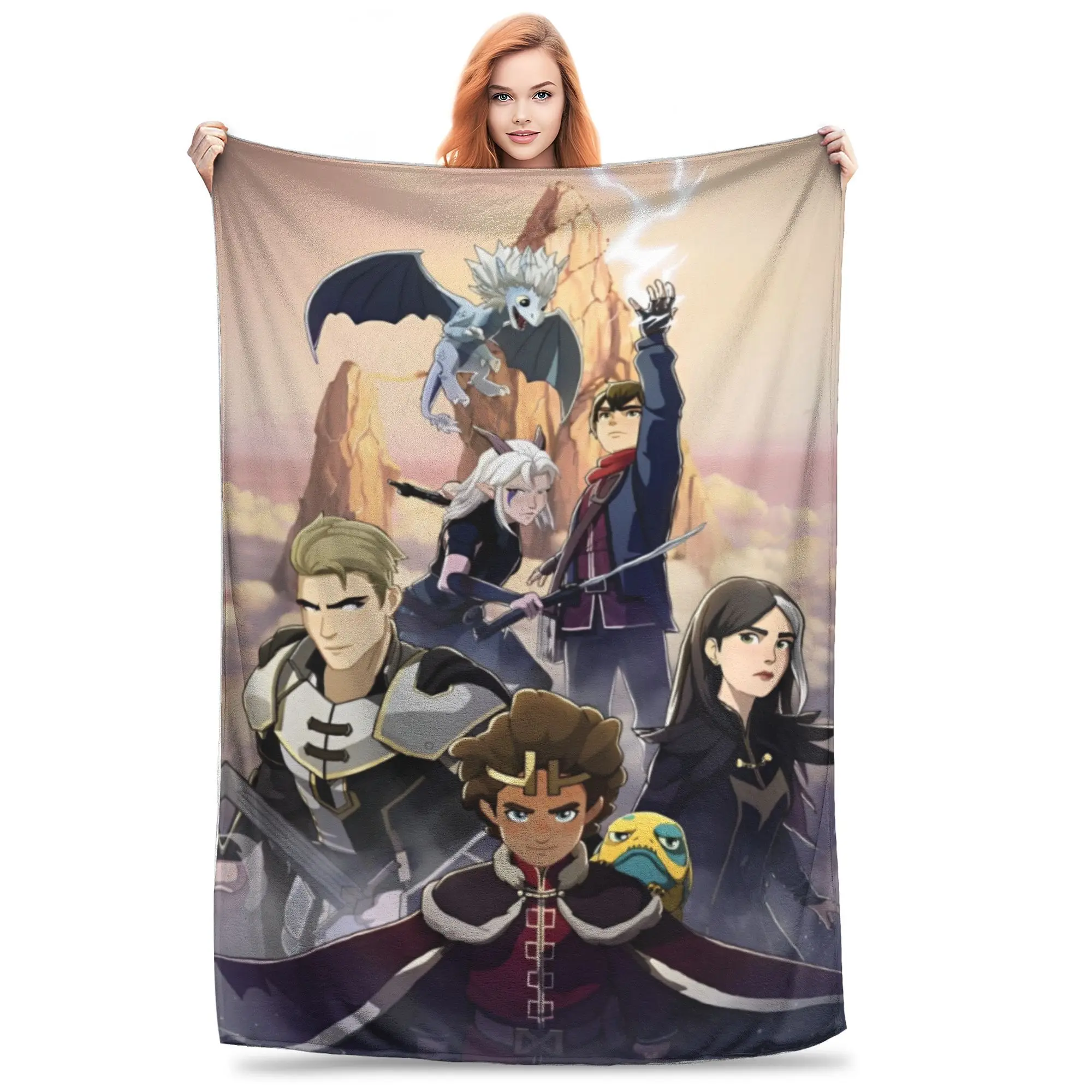 Comfortable Dragon Prince anime  Blanket Merch Home Decorative  Throw Blankets Super Soft Fleece for Bedroom