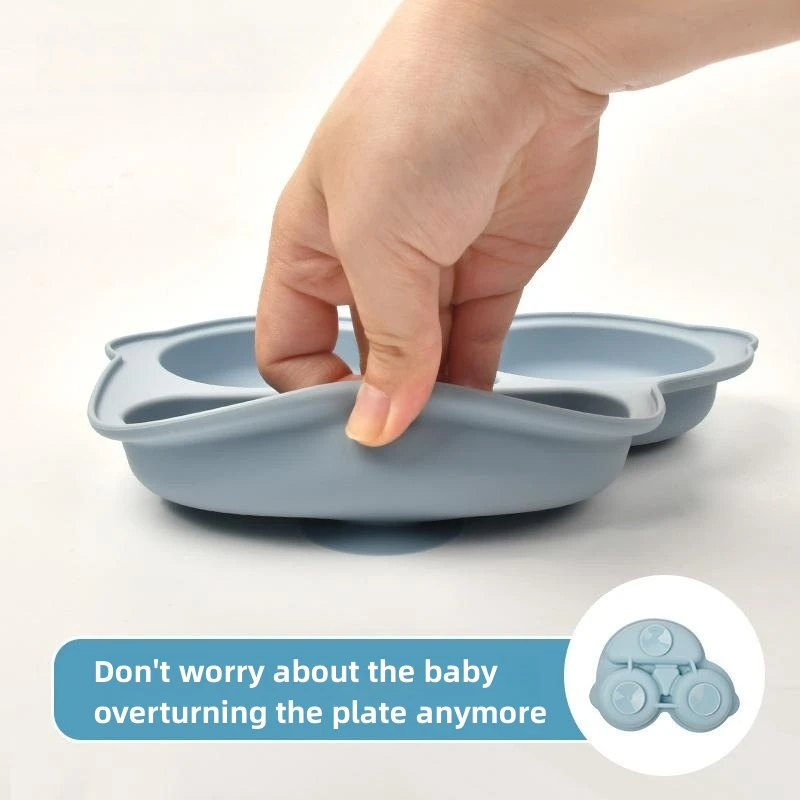 Assiette à manger en silicone avec ventouse pour bébé, solide, mignon, dessin animé, plats pour enfants, ventouse, bols d'alimentation pour enfants, britware d'entraînement pour tout-petits