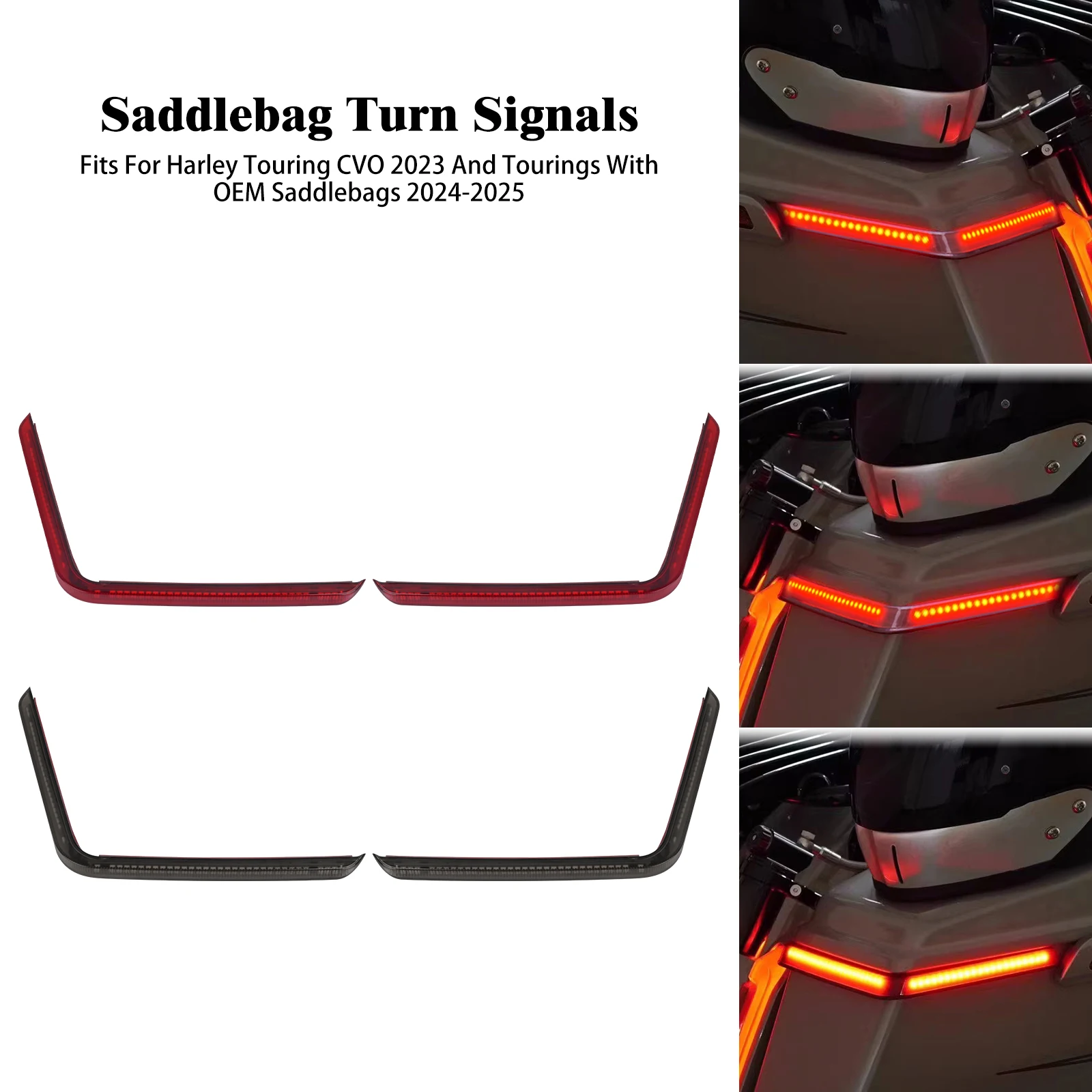 

Motorcycle Saddlebag Turn Signals LED Lights Running Tail Lamp For Harley Touring CVO 2023 Street Glide Electra Glide 2024-2025