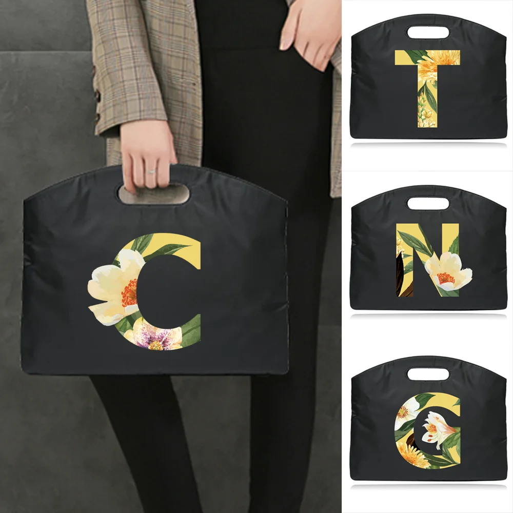 2022 Fashion Briefcase Laptop Bag Case for MacBook Air 13 Trend Handbags Light Business Briefcase Floral Letter Printing Tote