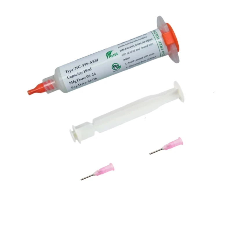 1PC 10CC Syringe Solder Paste NC-559-ASM 218 558 RMA-223-UV No Cleaning Welding Tools Welding Flux for Soldering Lead-Free